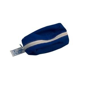 Vintage Lands’ End Blue Canvas Makeup/Toiletry Bag with White Zipper